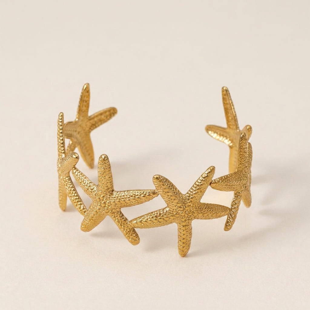Ocean Starfish Gold Cuff Bangle