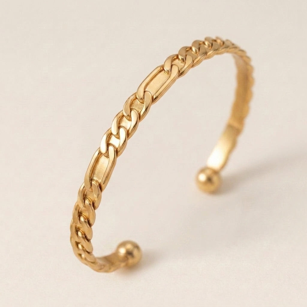 Gold Chain Link Cuff Bangle