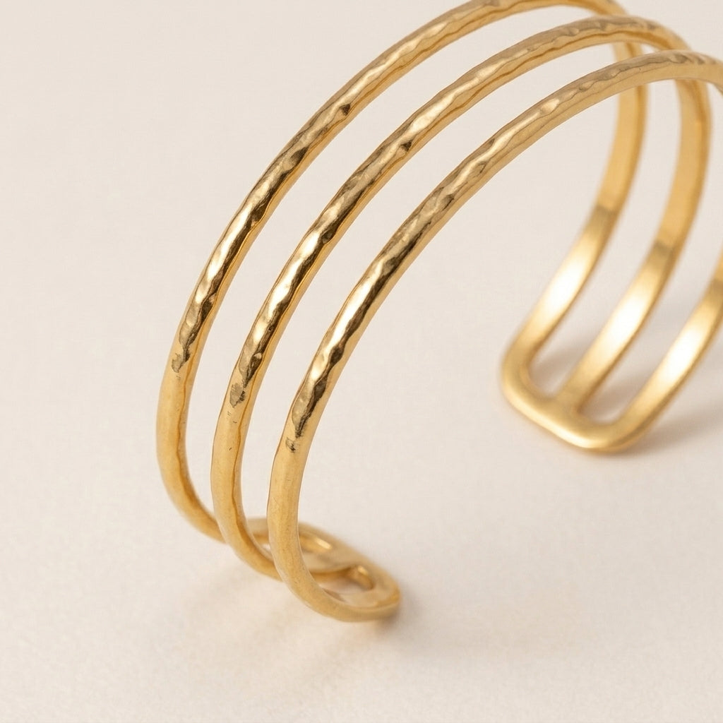 Three-Layer Wave Cuff Bracelet