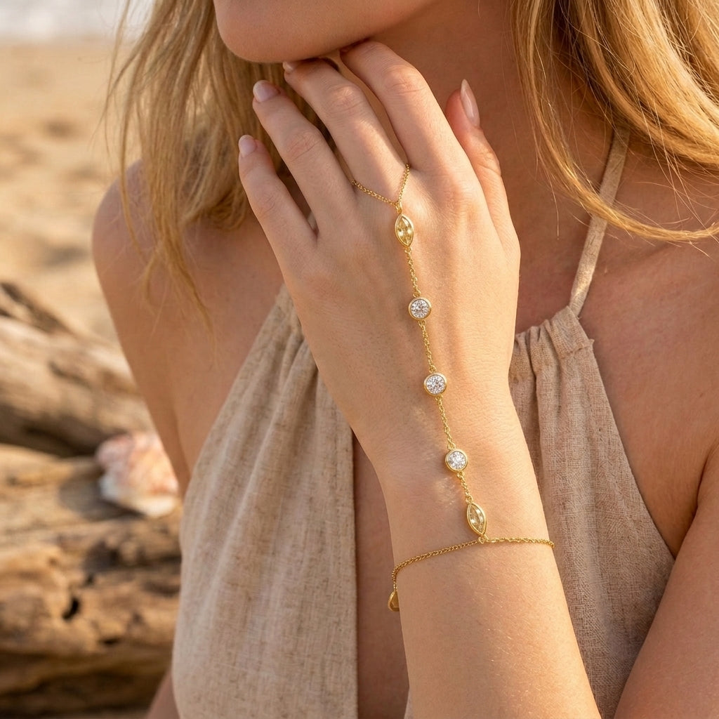 Zirconia Hoop Hand Chain