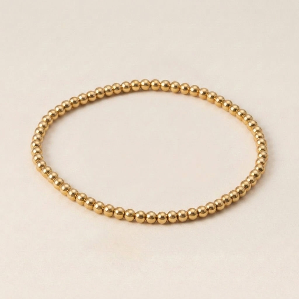 Stainless Steel Bead Bracelet Gold Plated