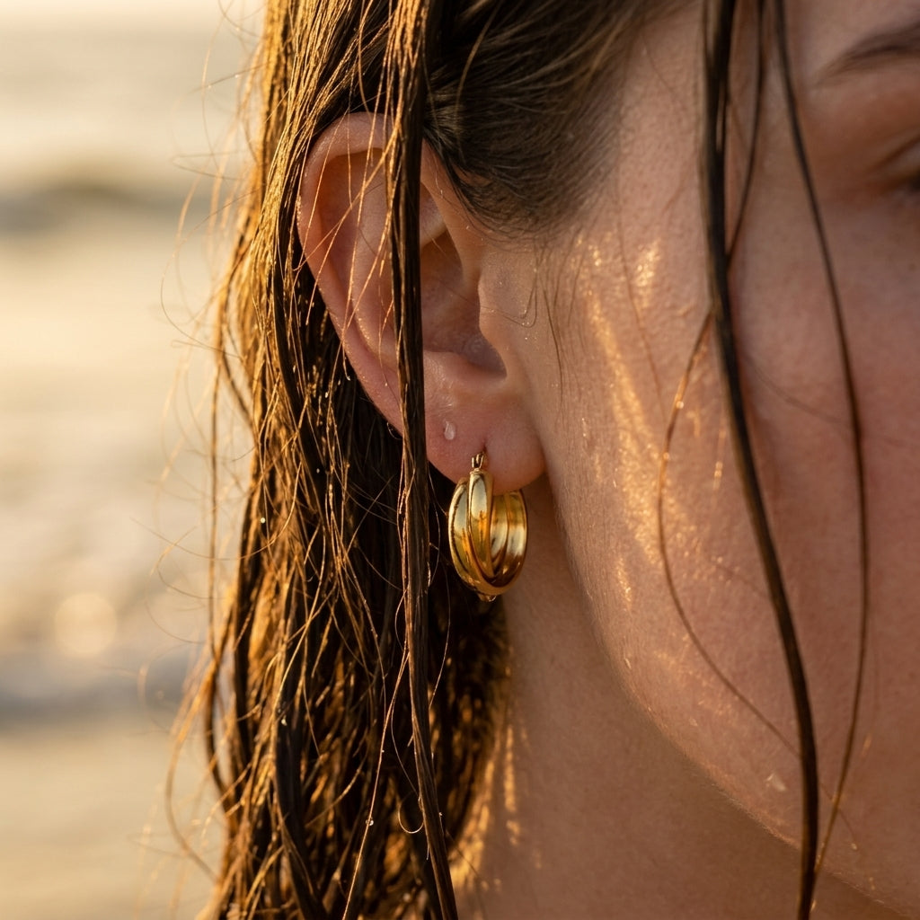 Delicate Double Twist Hoops