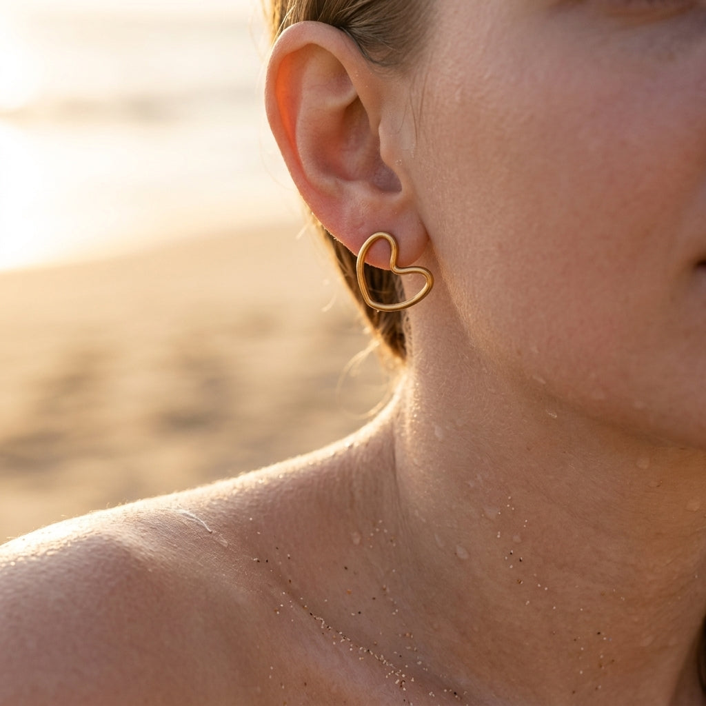 Minimalist Heart Stud Earrings