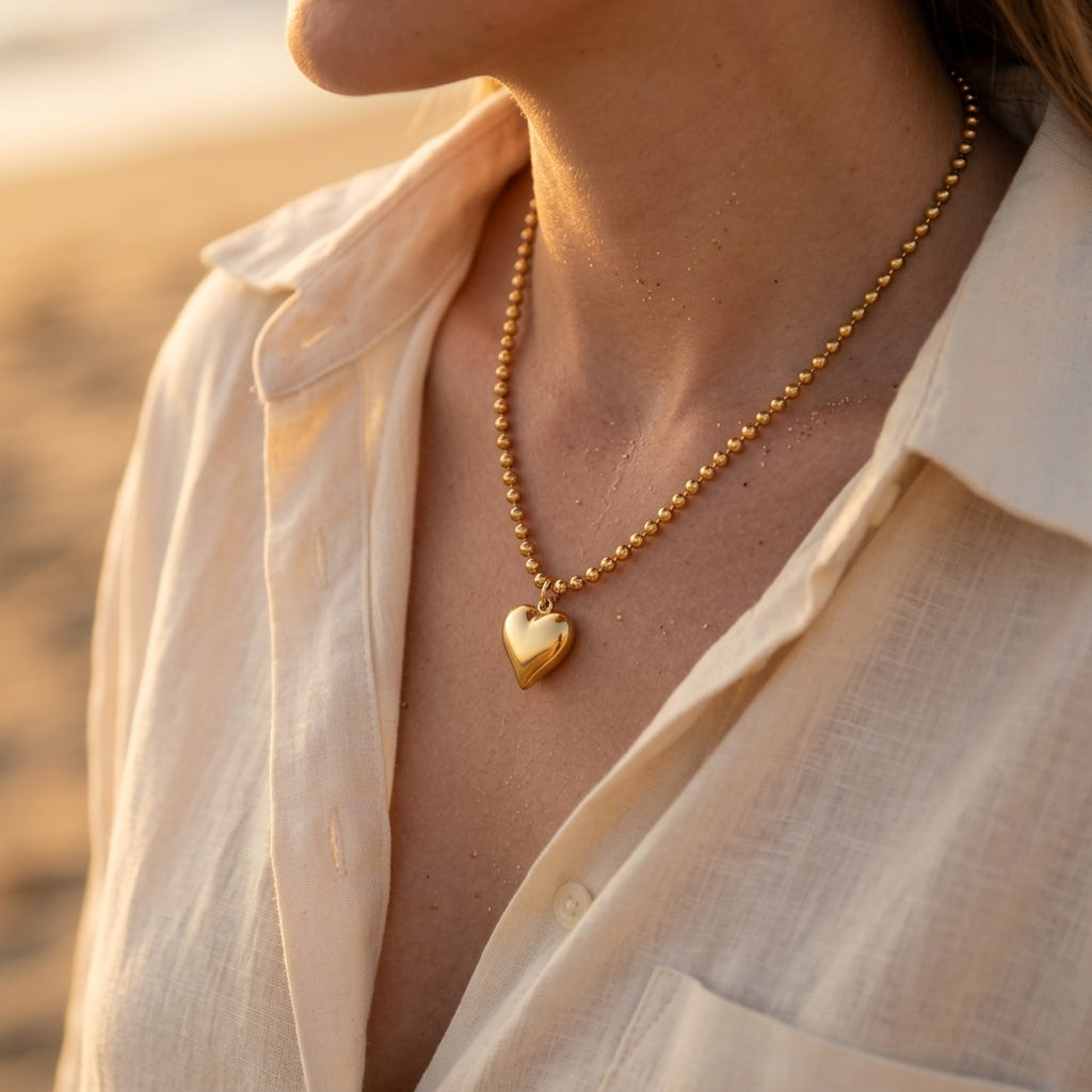 Chunky Heart Pendant Necklace