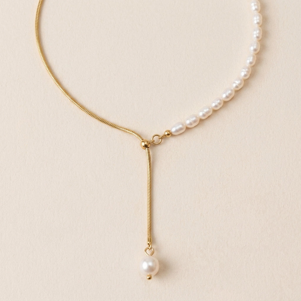 Elegant Half Pearl Drop Necklace