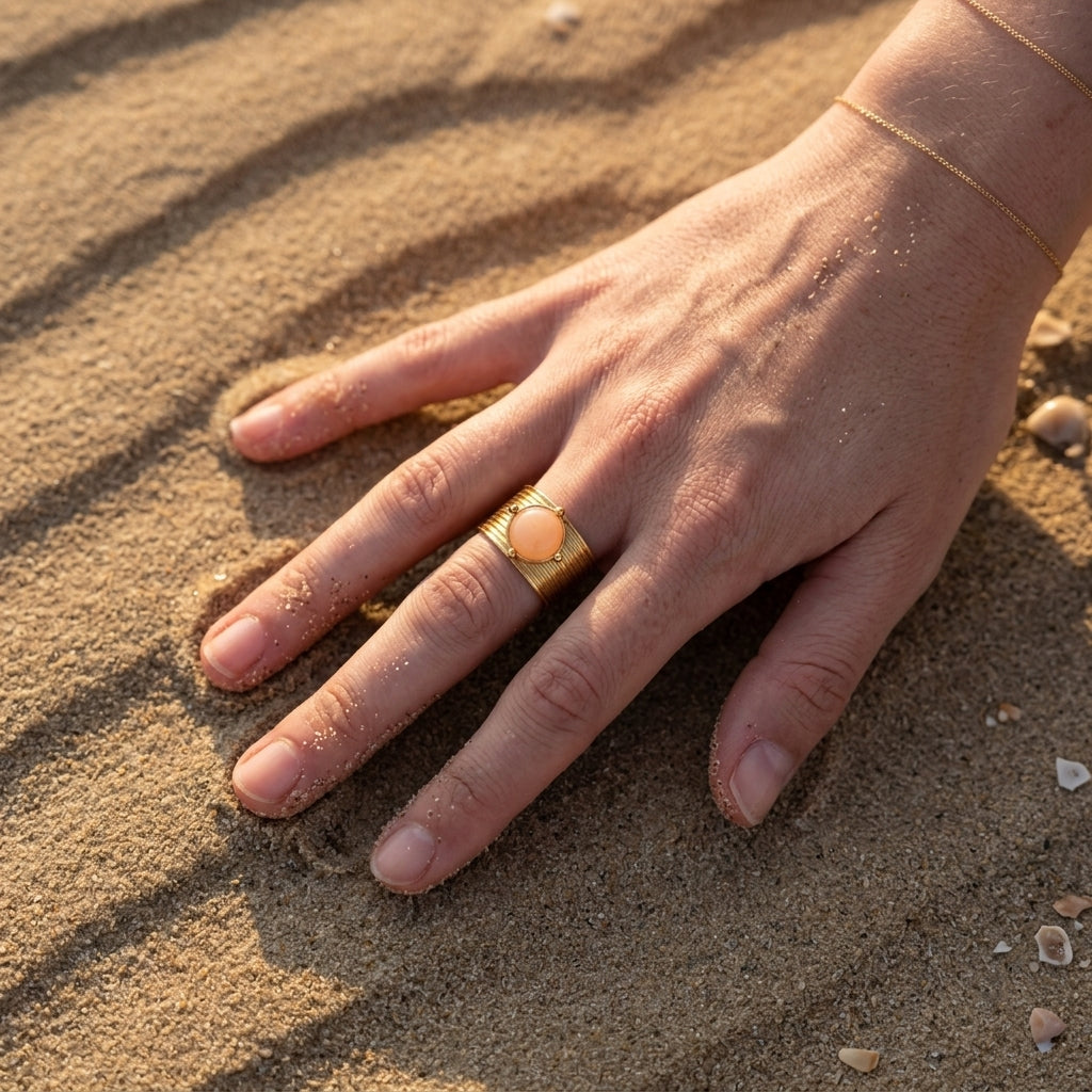 Geometric Adjustable Ring Natural Stone