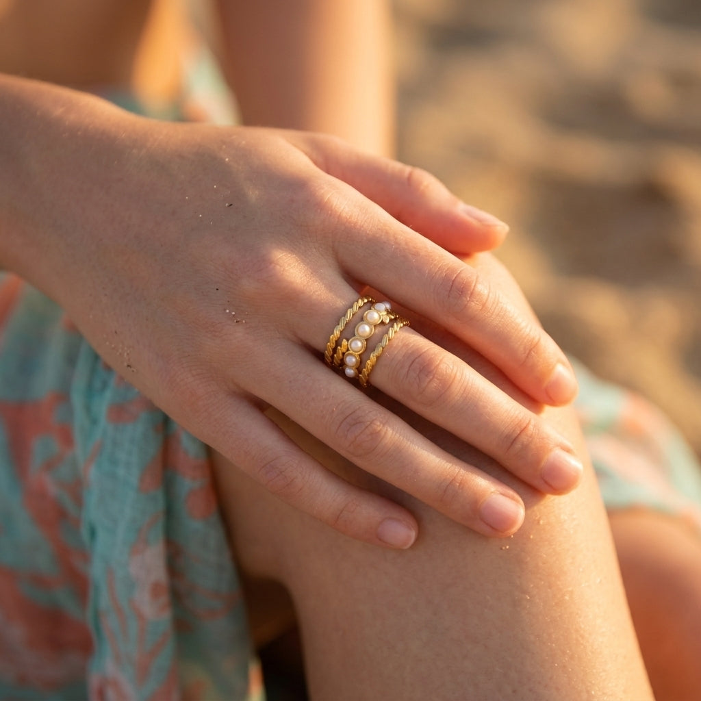 Geometric Adjustable Ring Natural Stone