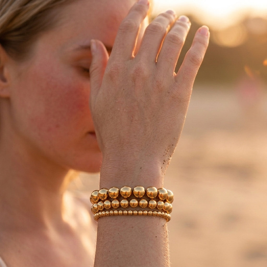 Trio Beaded Gold Bracelets