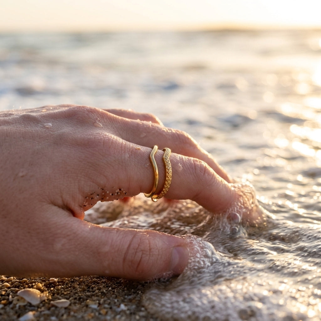 Double V Chevron Textured Gold Open Ring