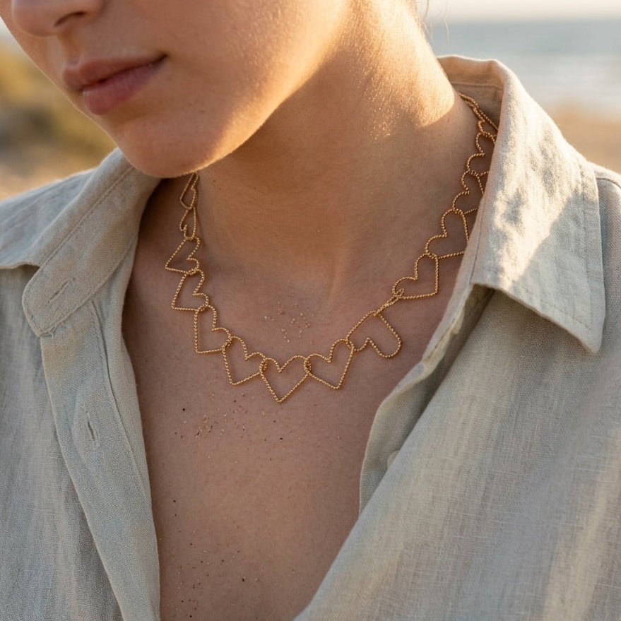 Gold Heart Link Necklace