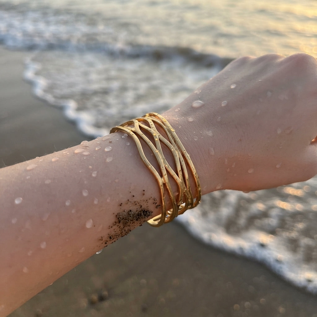 Wave Line Hollow Bangle