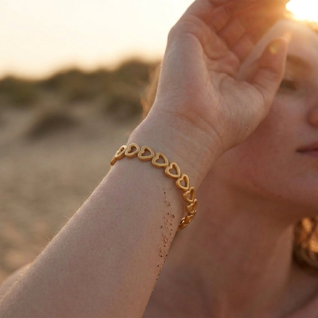 Heart Charm Cuff Bracelet