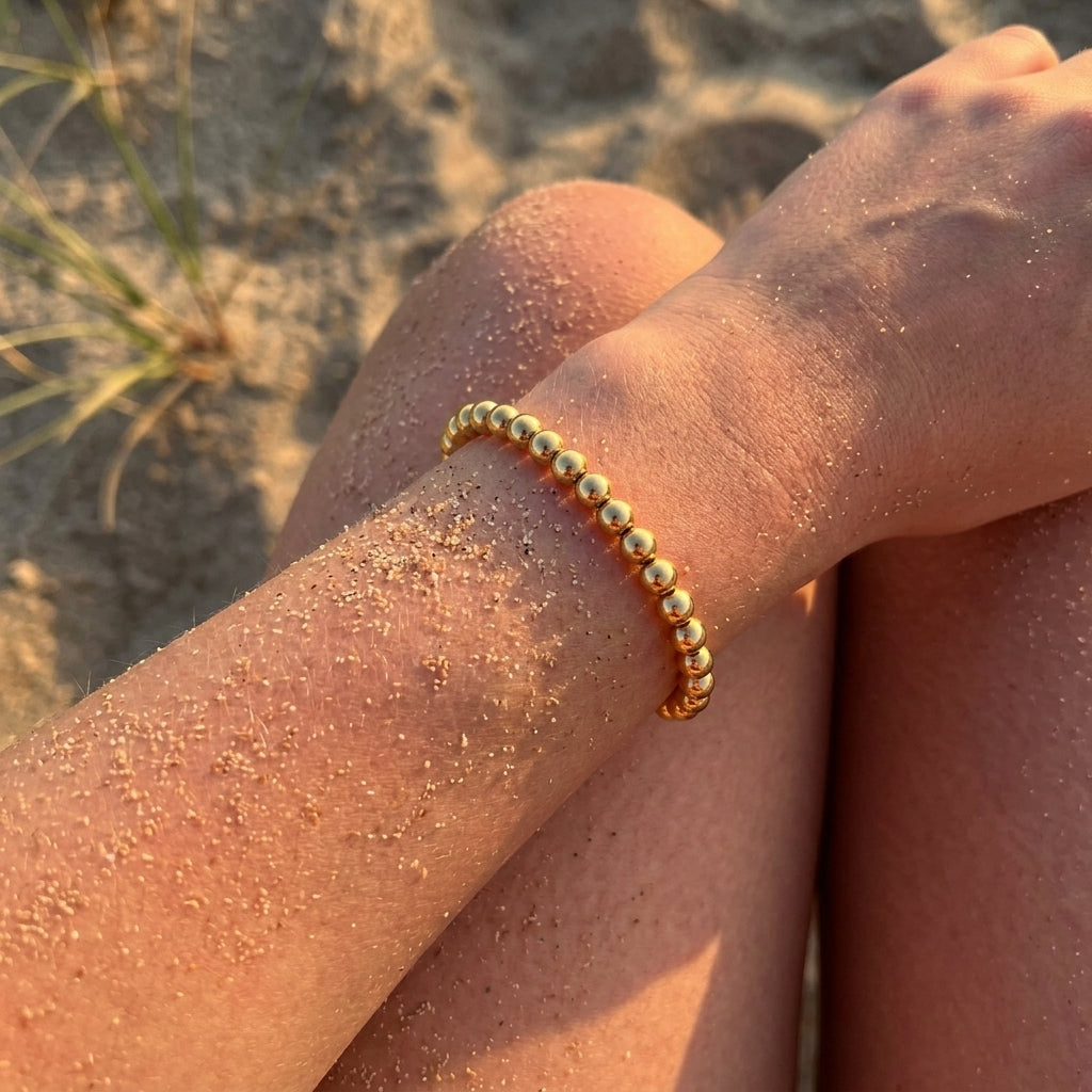Stainless Steel Bead Bracelet Gold Plated
