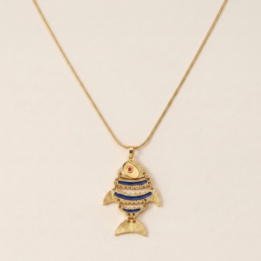 Vintage Koi Fish Pendant Necklace