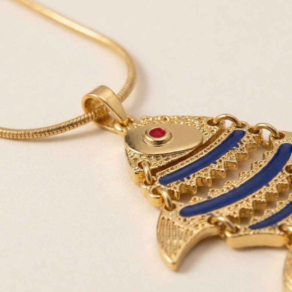 Vintage Koi Fish Pendant Necklace