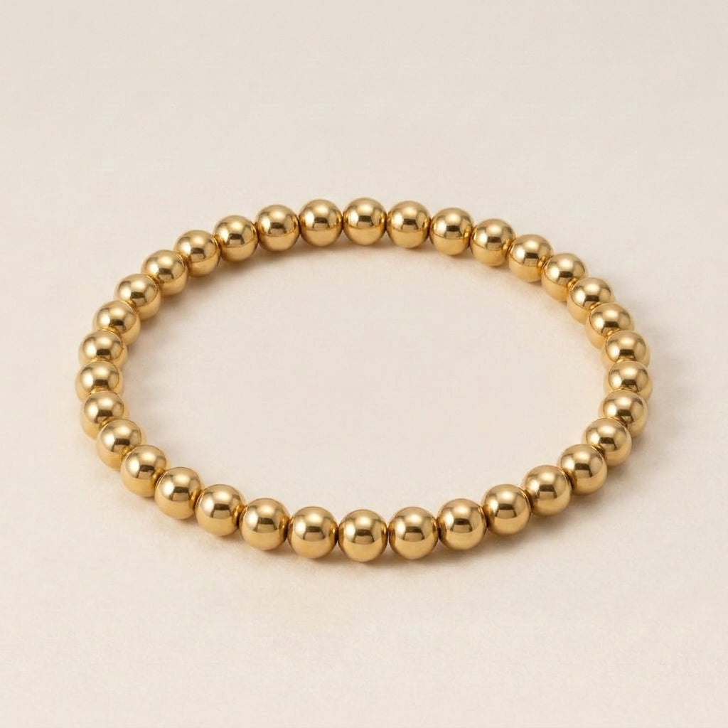 Stainless Steel Bead Bracelet Gold Plated