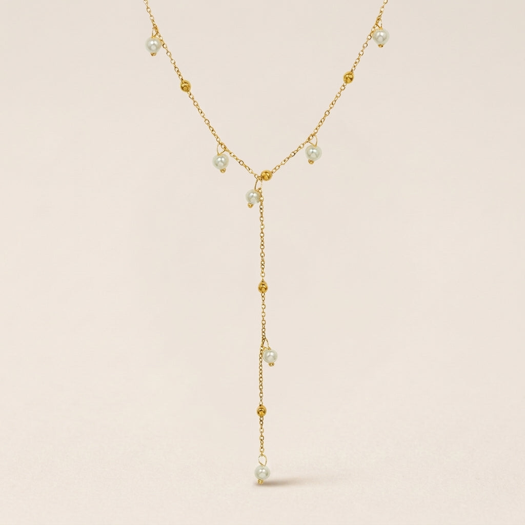 Elegant V Pearl Drop Necklace