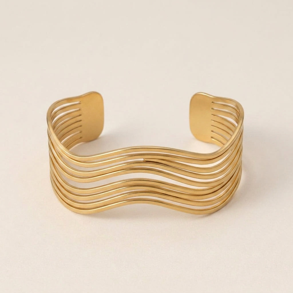 Multilayer Wave Open Bangle