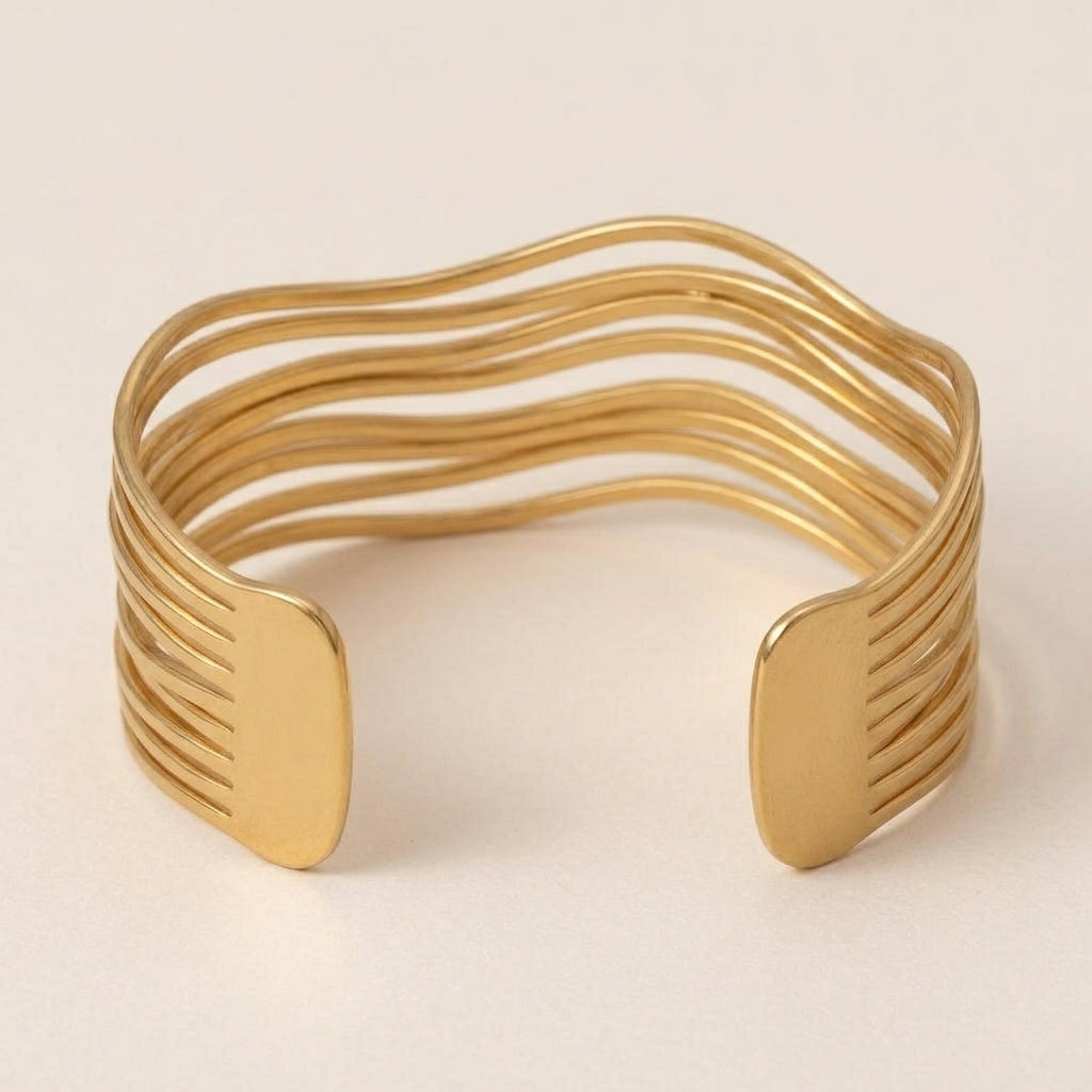 Multilayer Wave Open Bangle