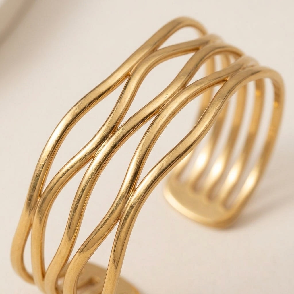 Wave Line Hollow Bangle