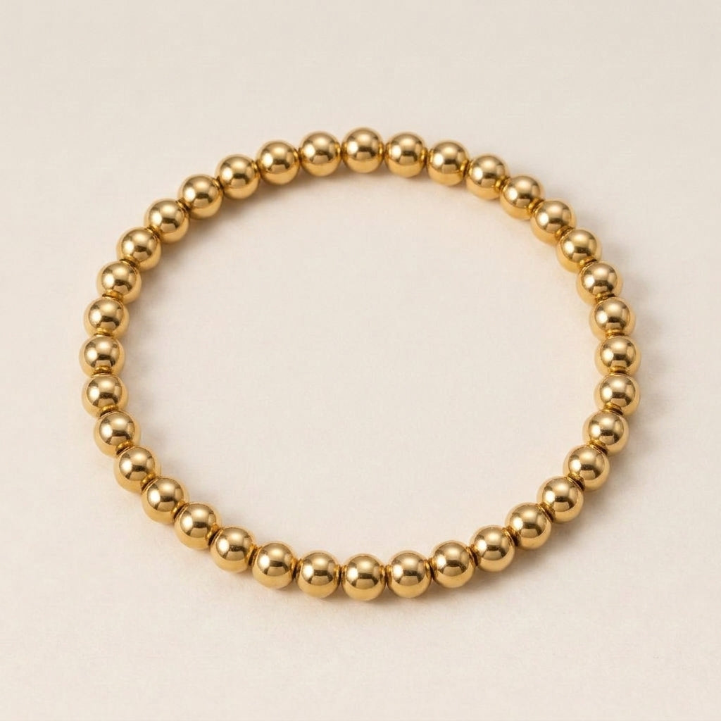 Stainless Steel Bead Bracelet Gold Plated