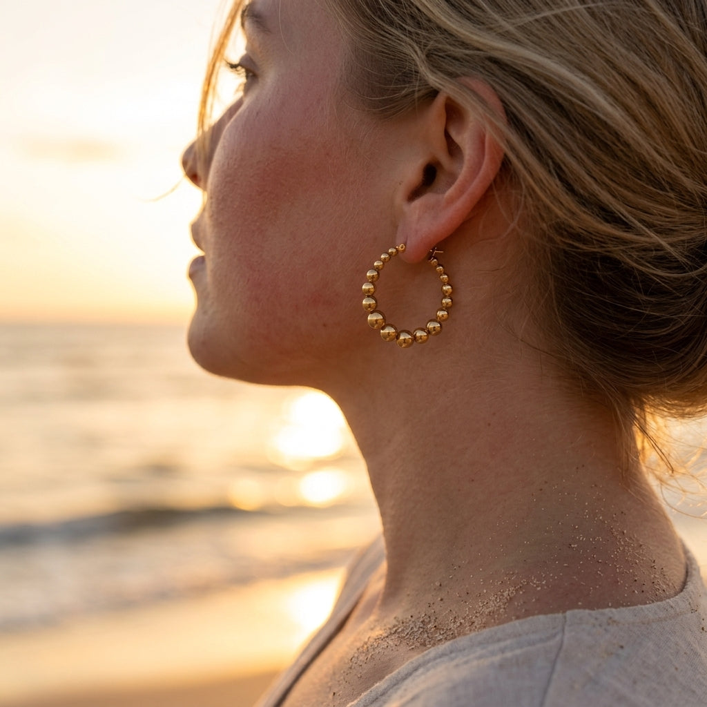 Elegant Beaded Hoop Earrings