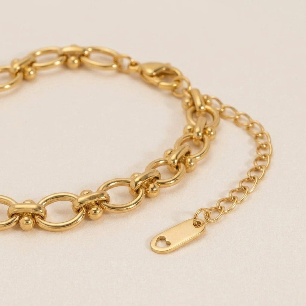 Oval Link Beaded Chain Bracelet