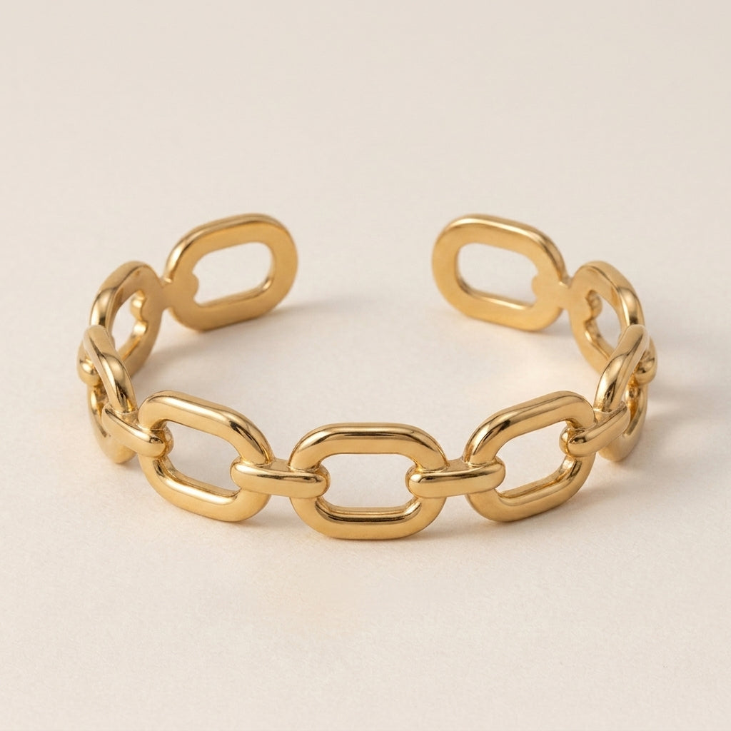 Oval Chain Cuff Bracelet