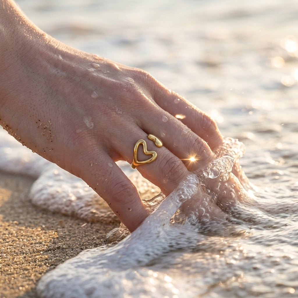 Double Heart Gold Ring