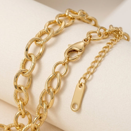 Carved Oval Link Bracelet
