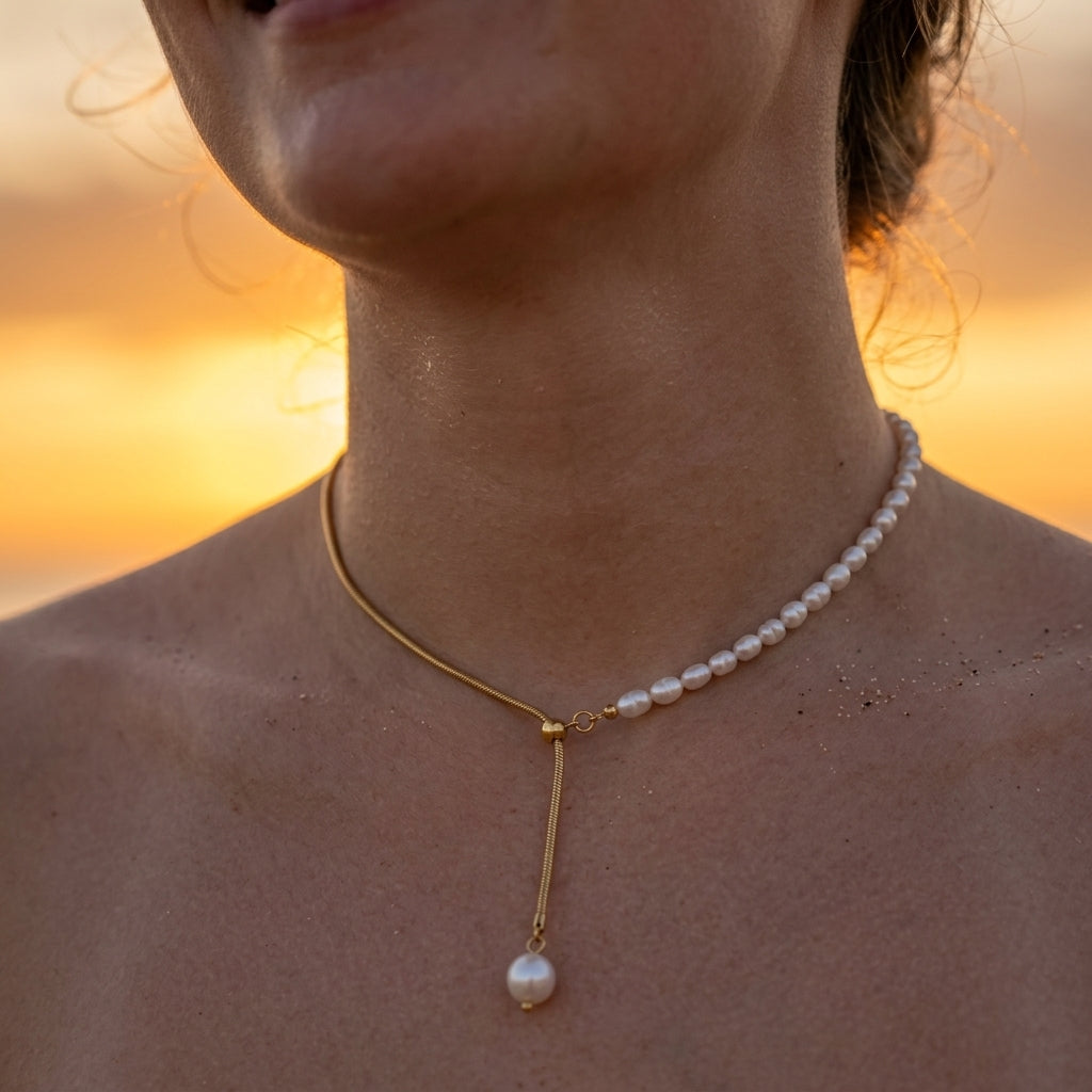 Elegant Half Pearl Drop Necklace