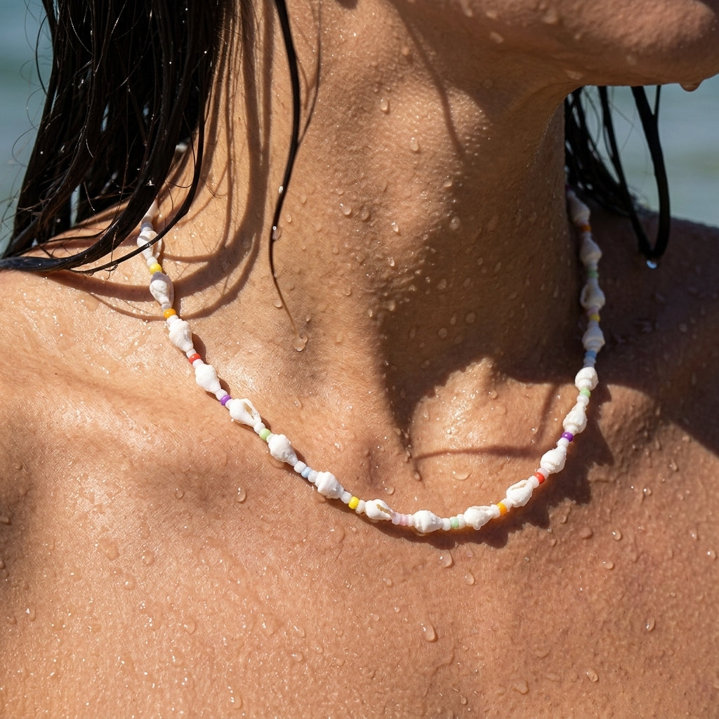 Shell & Rainbow Bead Necklace
