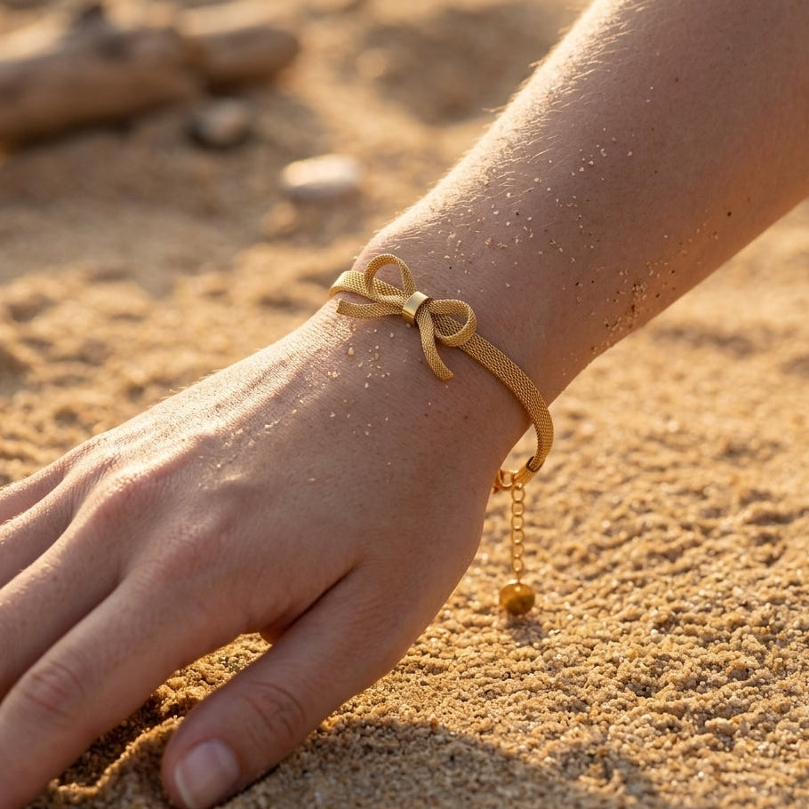 Gold Bow Mesh Bracelet