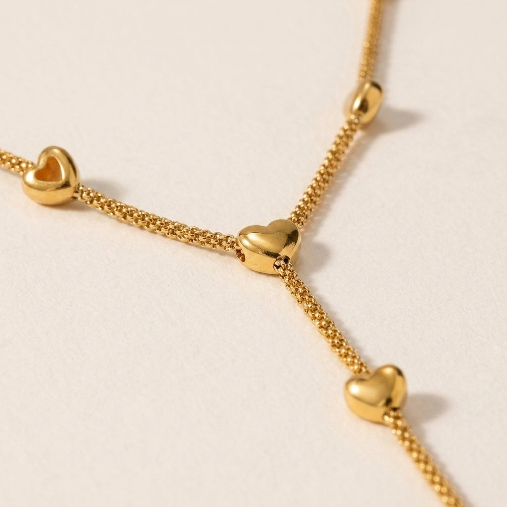 Long Heart Charm Necklace