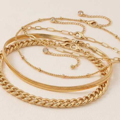 Bead Snake Cuban Bracelet Set