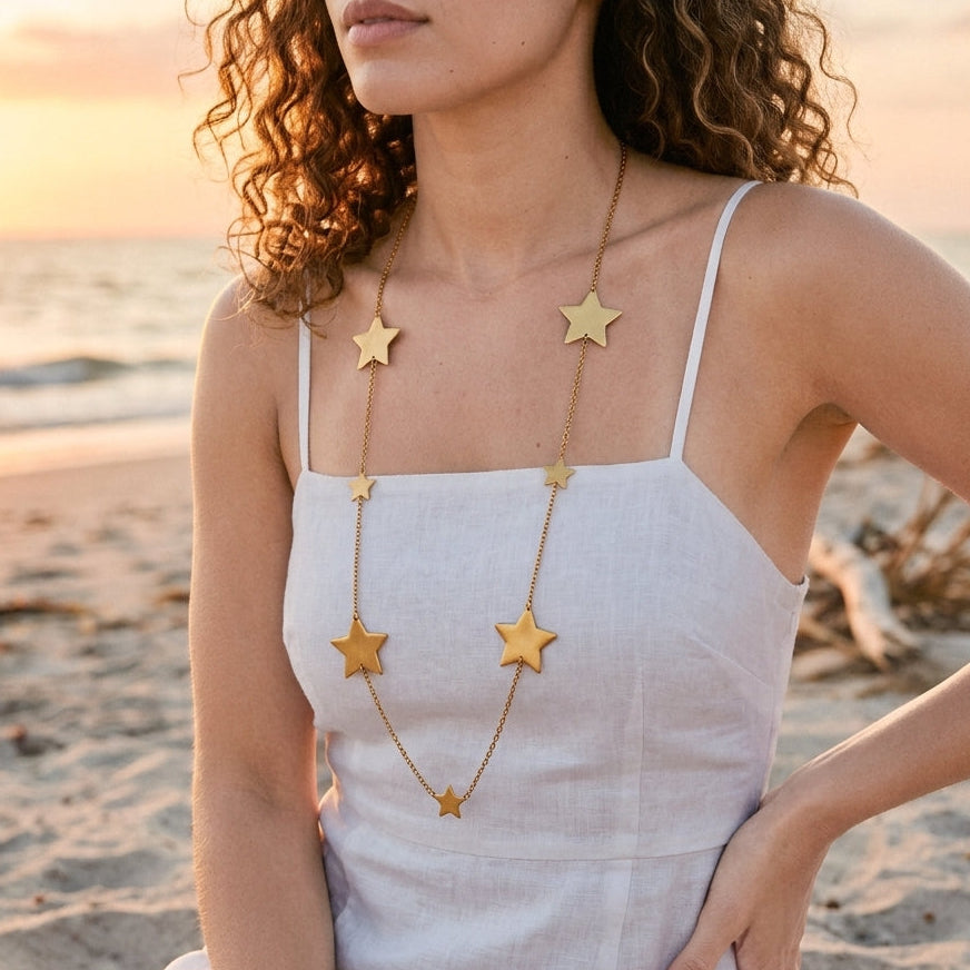 Elegant Long Star Charm Necklace