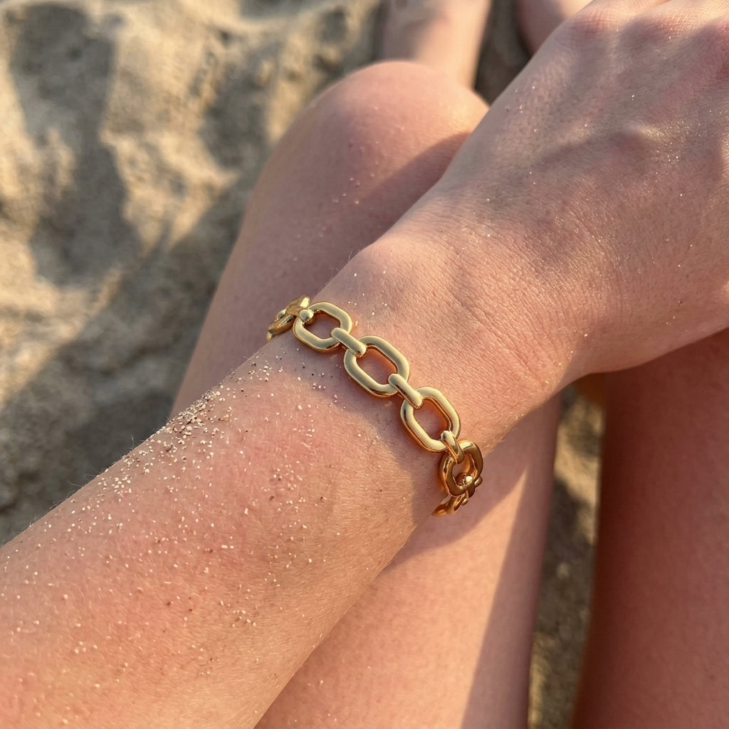 Oval Chain Cuff Bracelet