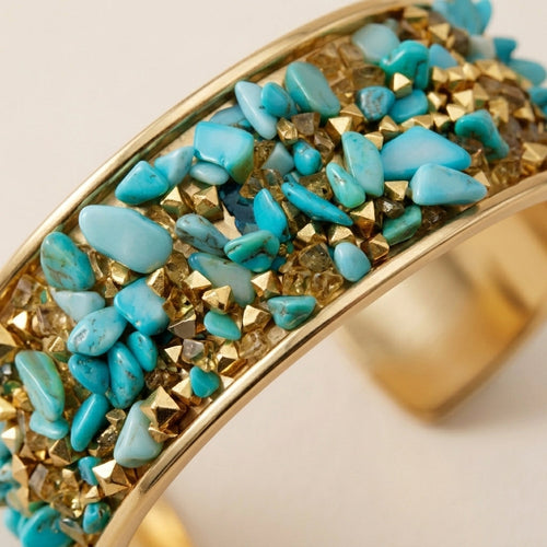 Blue Stone Wide Cuff Bangle