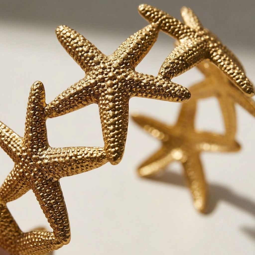 Ocean Starfish Gold Cuff Bangle