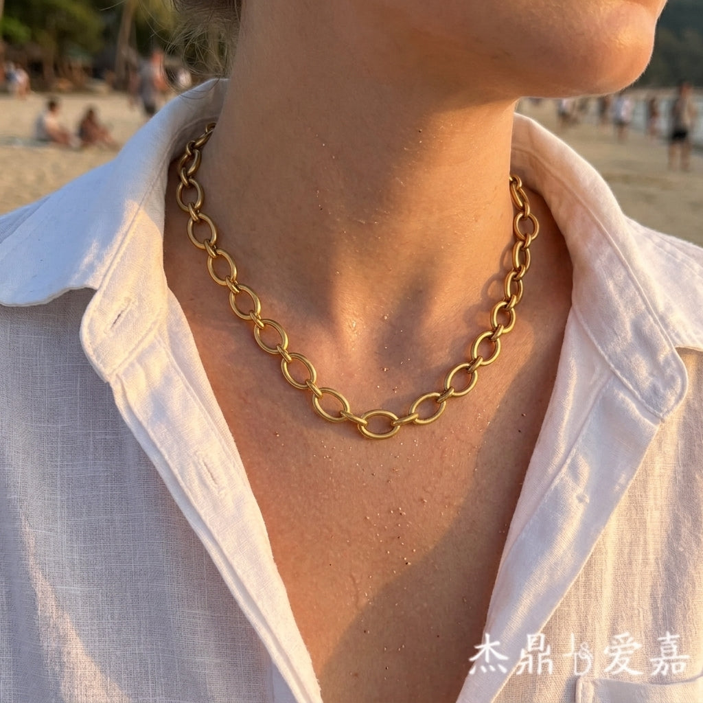 Elegant Open Oval Chain Necklace