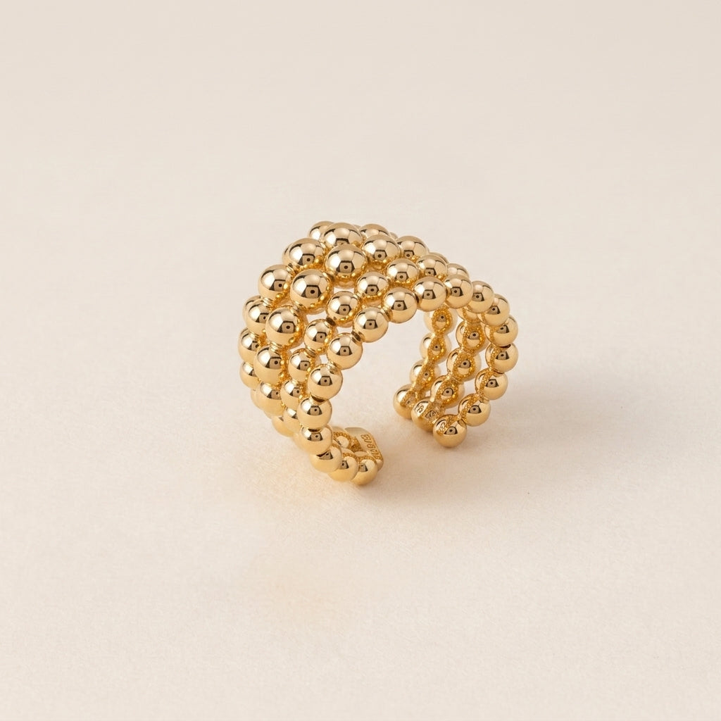 Elegant Beaded Gold Ring