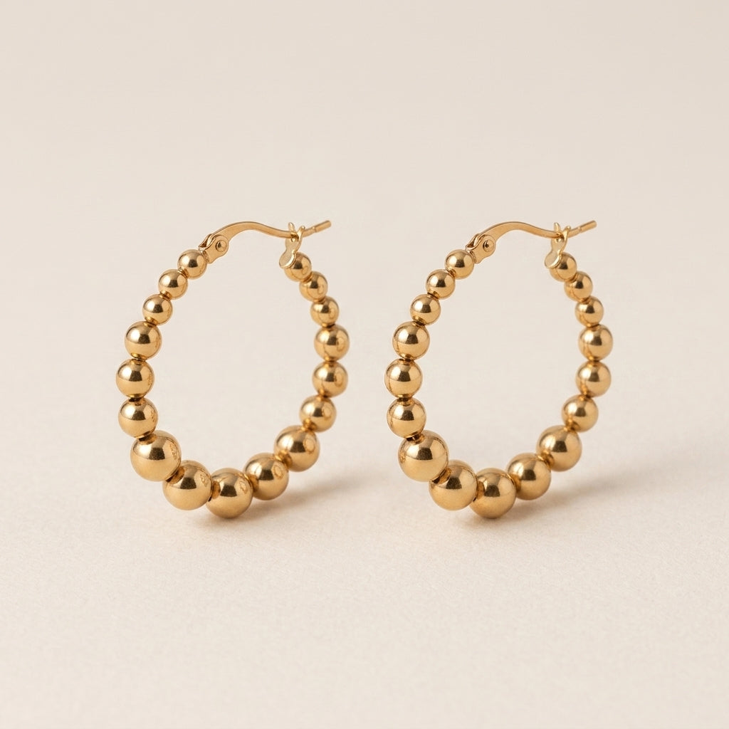 Elegant Beaded Hoop Earrings