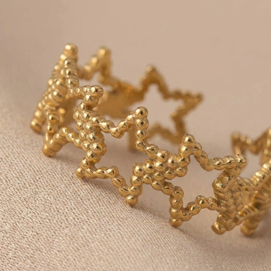 Star Ring Hollow Geometric Open Adjustable