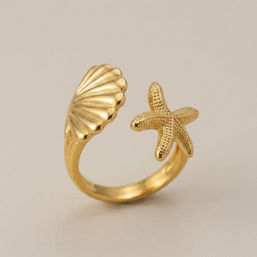 Starfish Shell Adjustable Ring