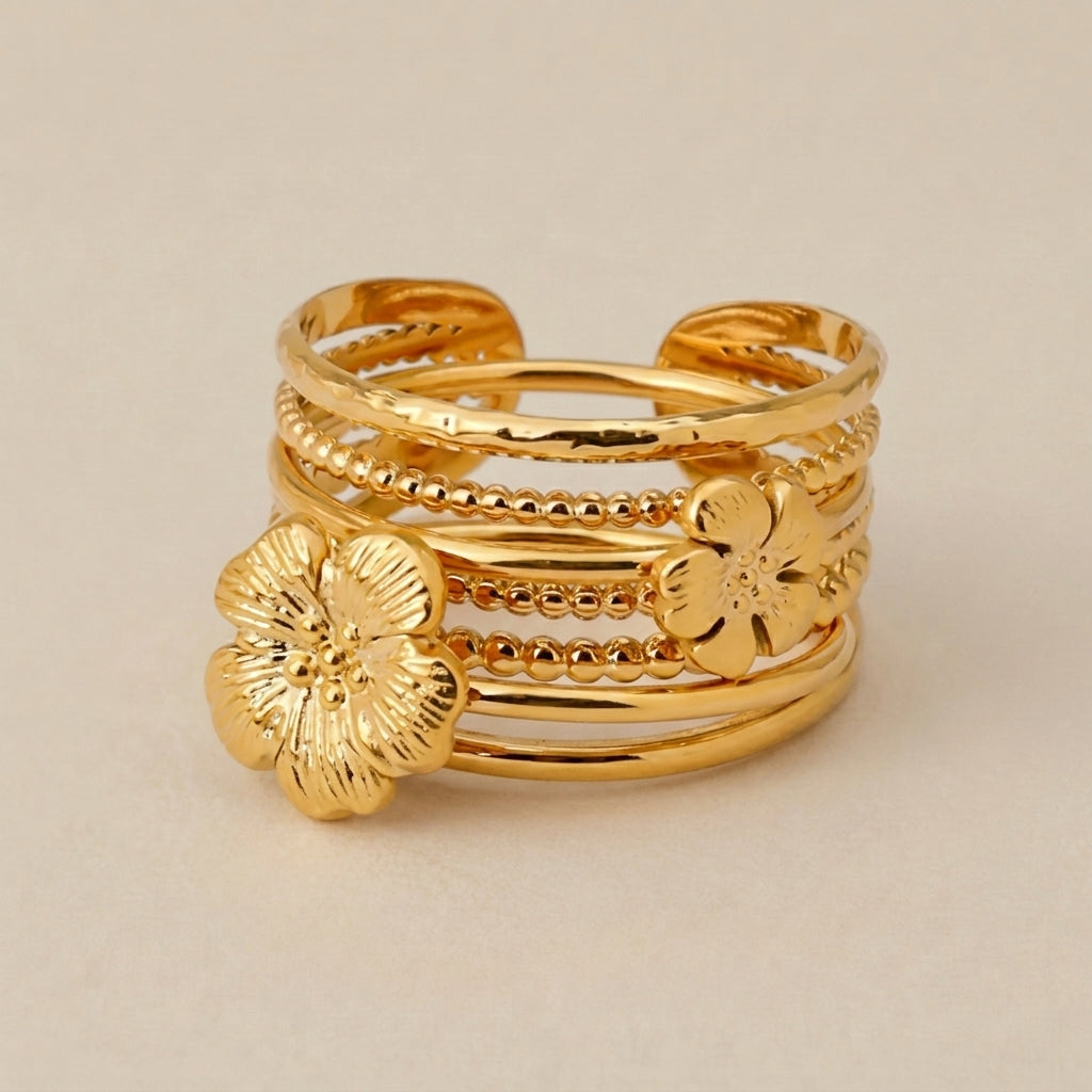 Multi Layer Stackable Rings Gold Plated