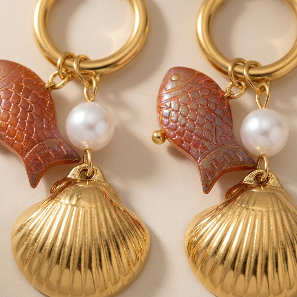 Ocean Starfish Shell Turtle Pendant Necklace