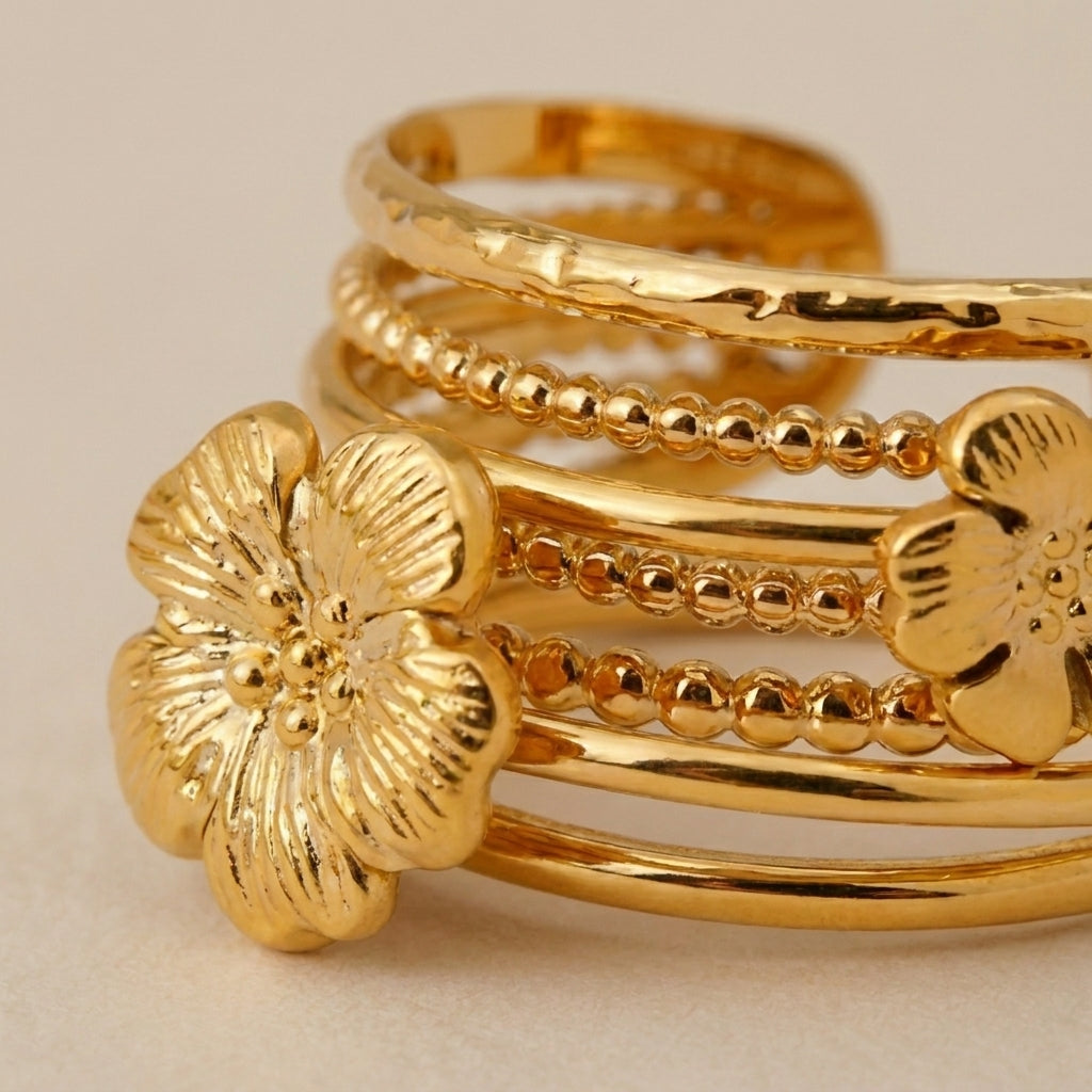 Multi Layer Stackable Rings Gold Plated