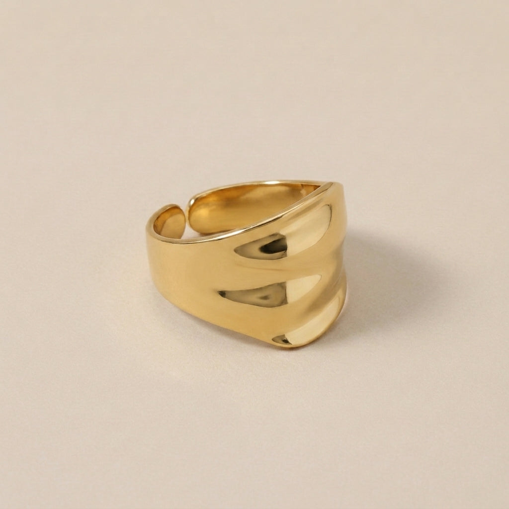 Chunky Textured Wide Gold Statement Rings