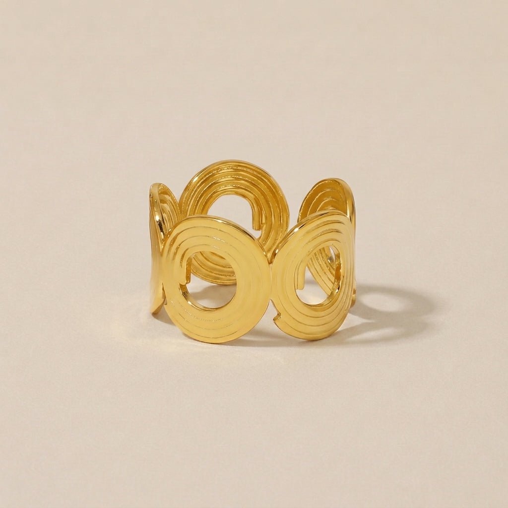 Chunky Textured Wide Gold Statement Rings
