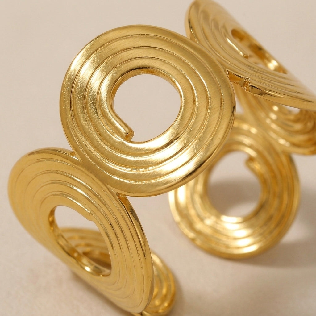 Chunky Textured Wide Gold Statement Rings